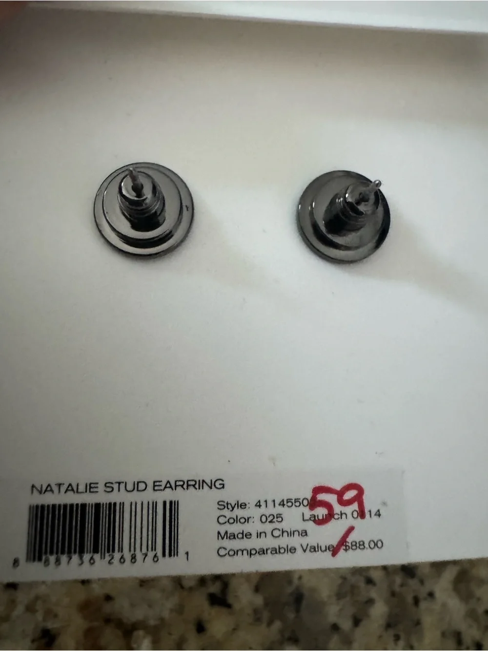 Tory Burch Gunmetal Natalie Small Stud Earrings